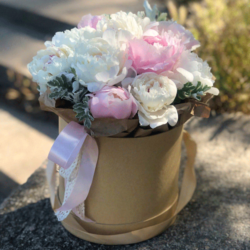 Пионы в шляпной коробке в Форосе