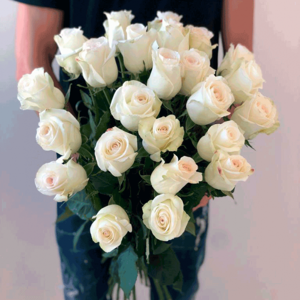 21 белая роза, лента в Форосе